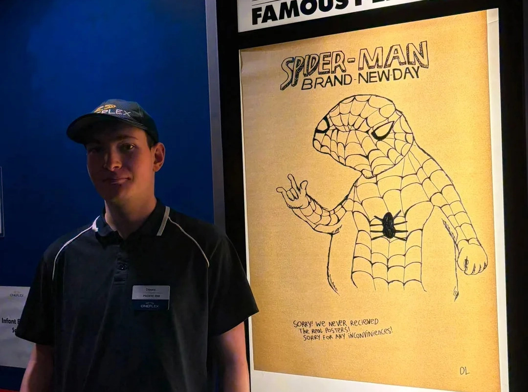 Hand-drawn Spider-Man cinema poster created when the official movie artwork hadn’t arrived