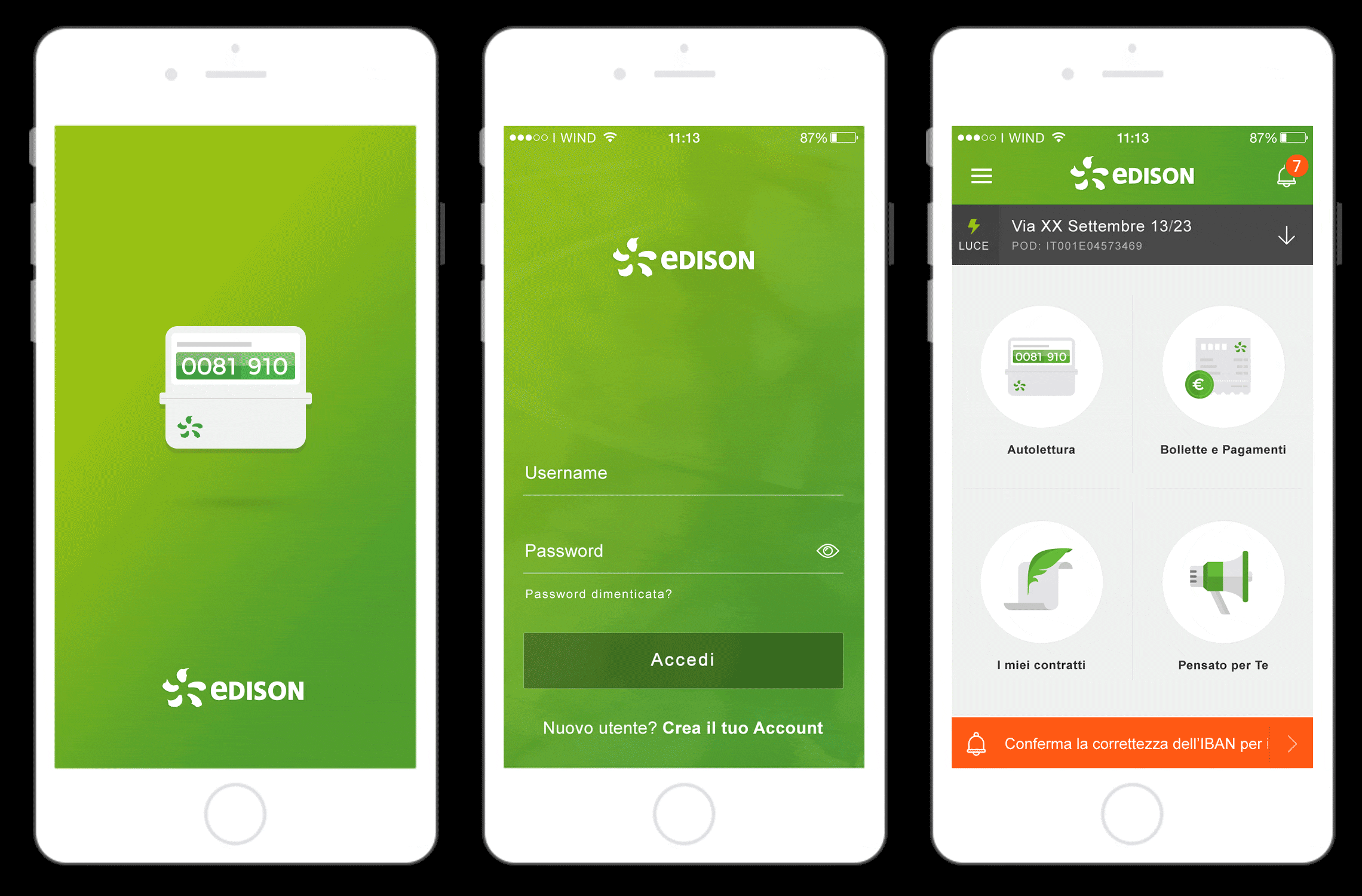 Three layouts of the UI created for the Edison application.