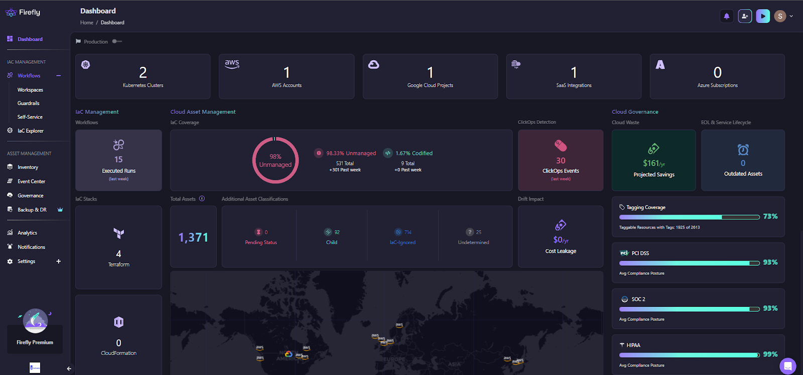 With a real-time sync to live cloud environments, it reflects both what exists and what's missing from your infrastructure-as-code. 