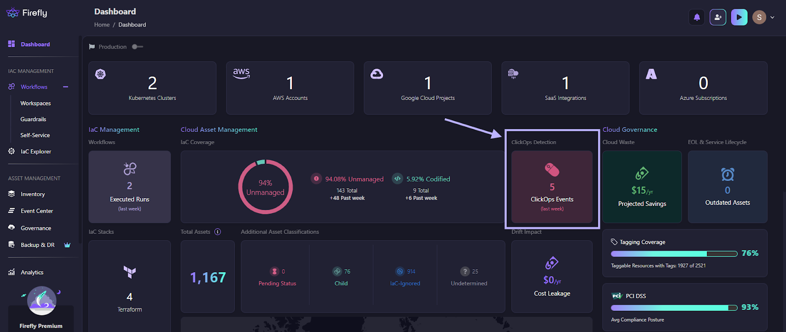 real-time data for ClickOps events
