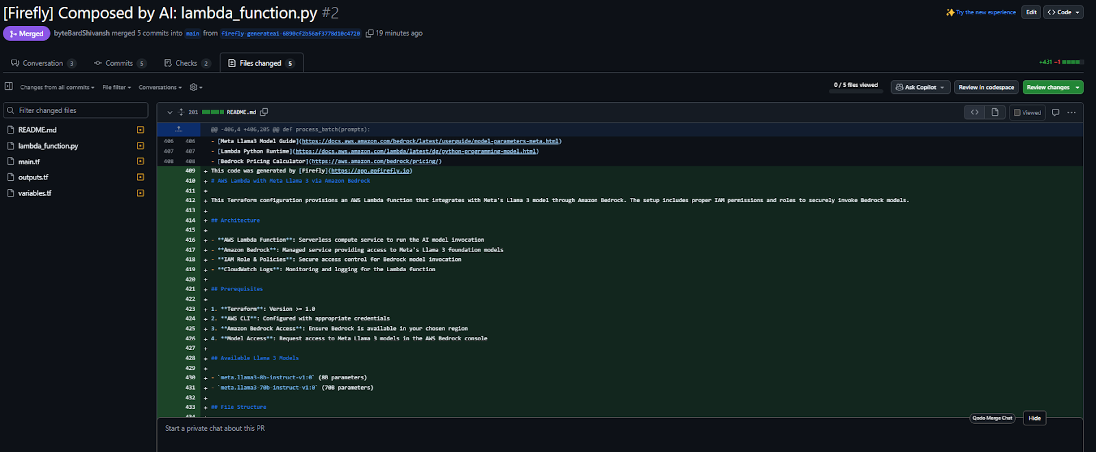 The code can be copied, exported, or pushed directly as a pull request from UI directly your existing github repo as shown in the below snapshot: