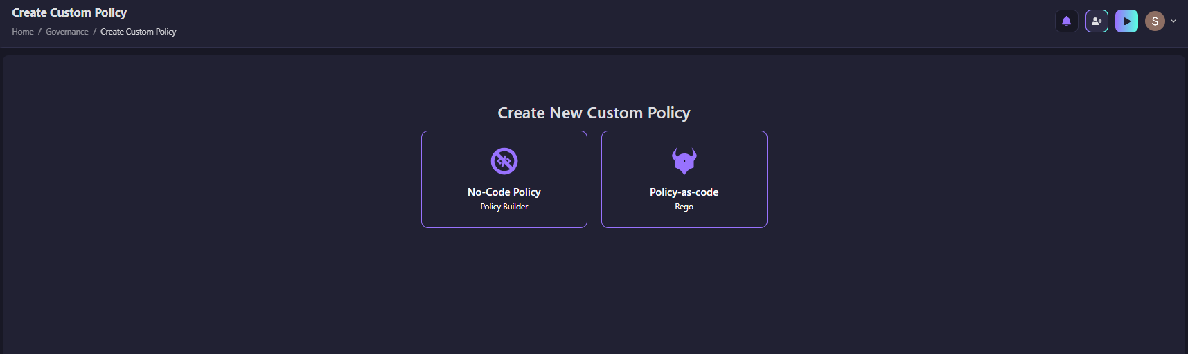 Firefly custom policy builder No-Code and Rego options