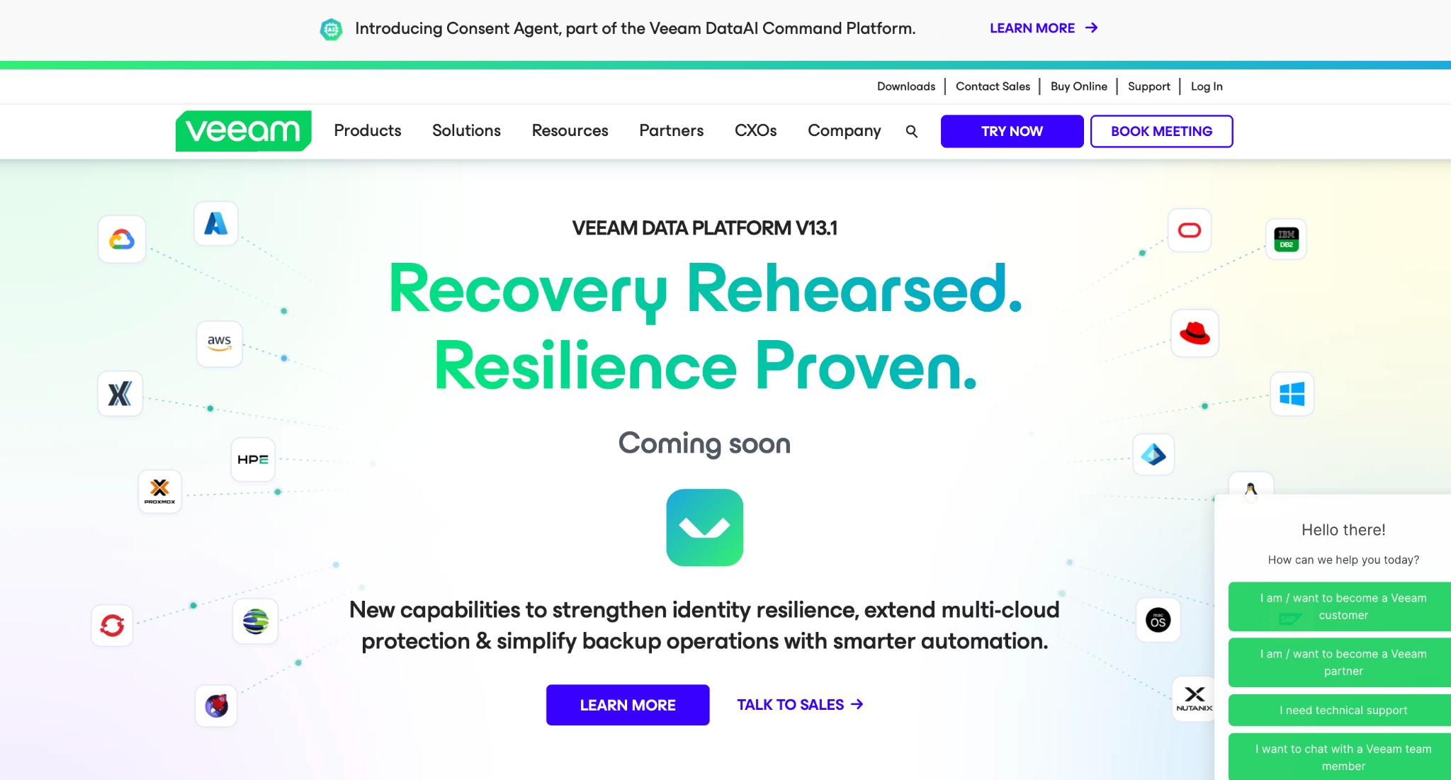 Veeam homepage: Recovery rehearsed, resilience proven