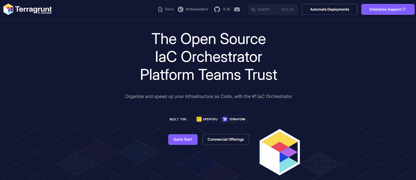 Terragrunt website homepage tagline The Open Source IaC Orchestrator Platform Teams Trust