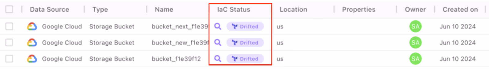 Firefly drift detection detail comparing expected and actual configuration