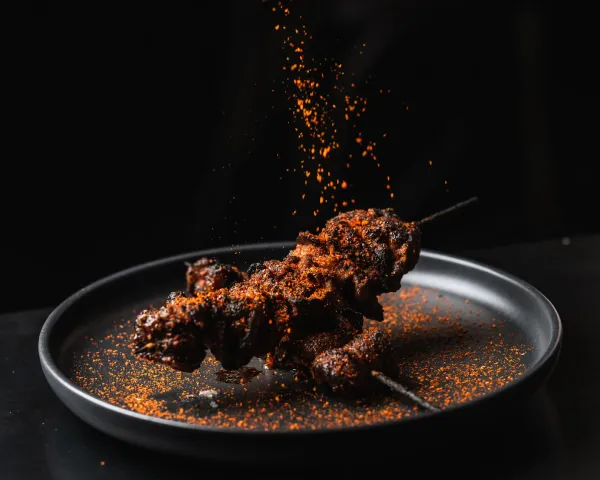 Signature beef skewers at Hustlers