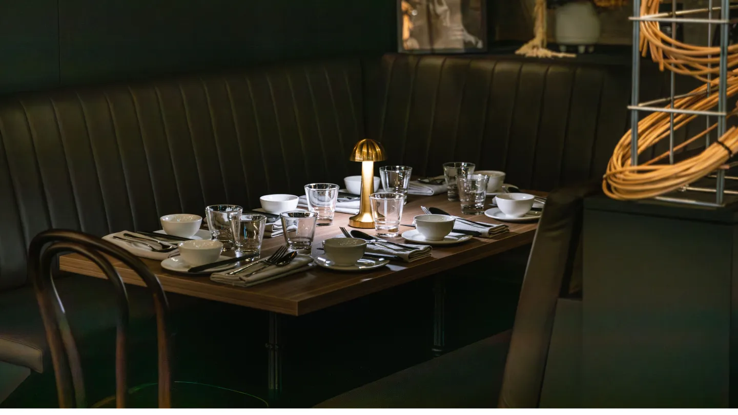 Private dining booth at Hustlers Sydney, underground functions venue