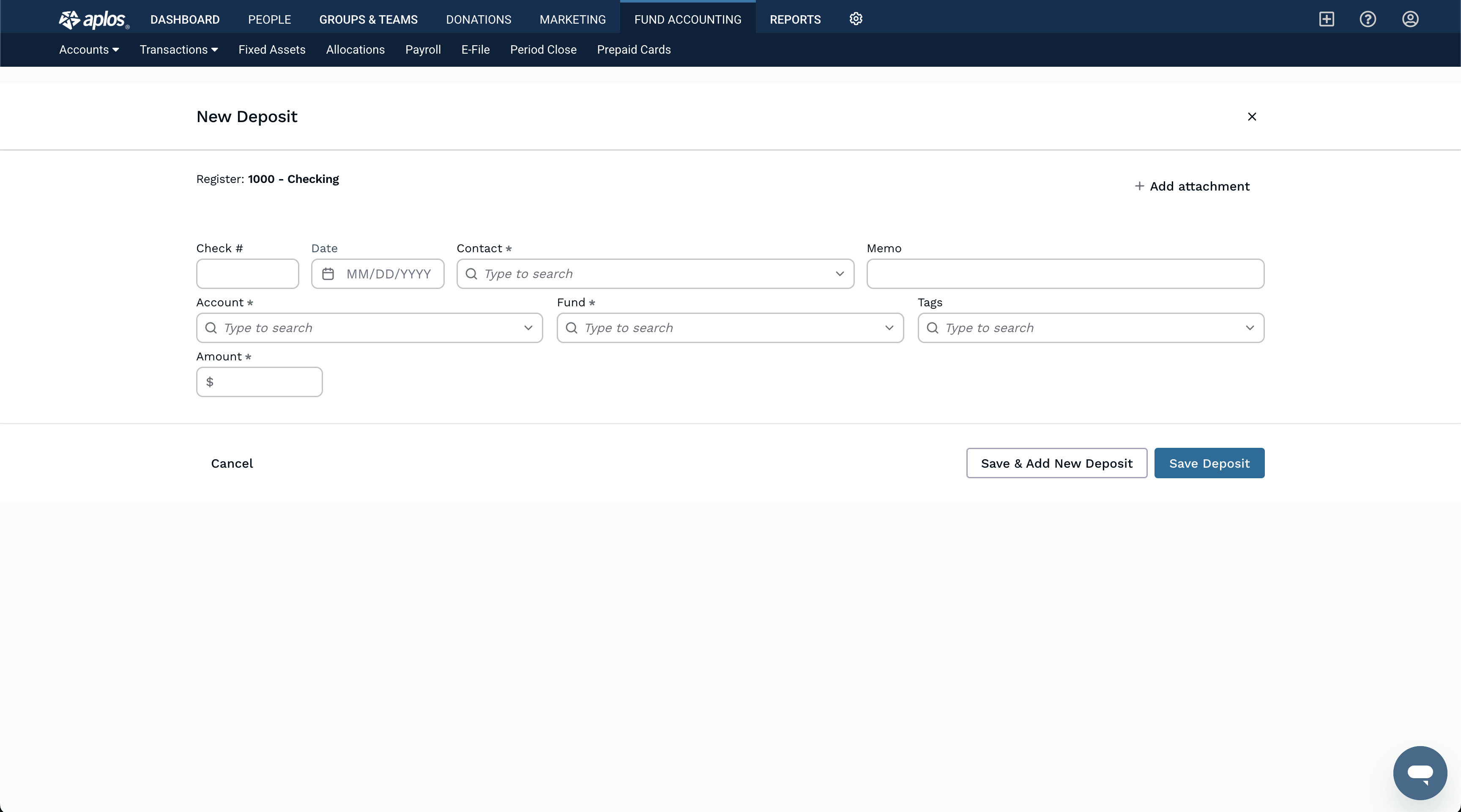 Add a transaction (Register)