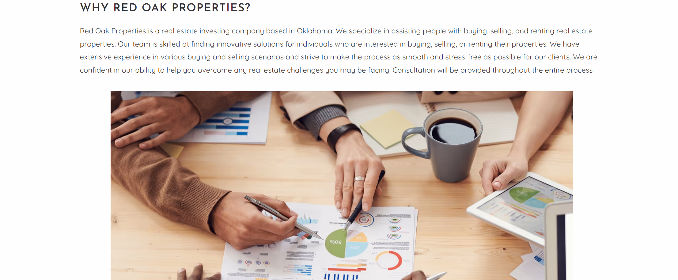 Screenshot of Red Oak Properties website