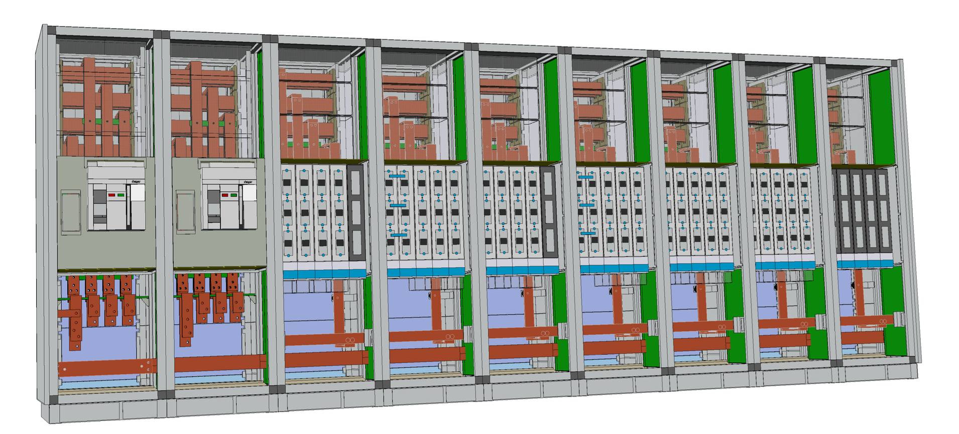 3D-Render einer modularen Schaltanlage