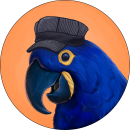 Headshot of Blue Birb, the mascot of HYCE Trains