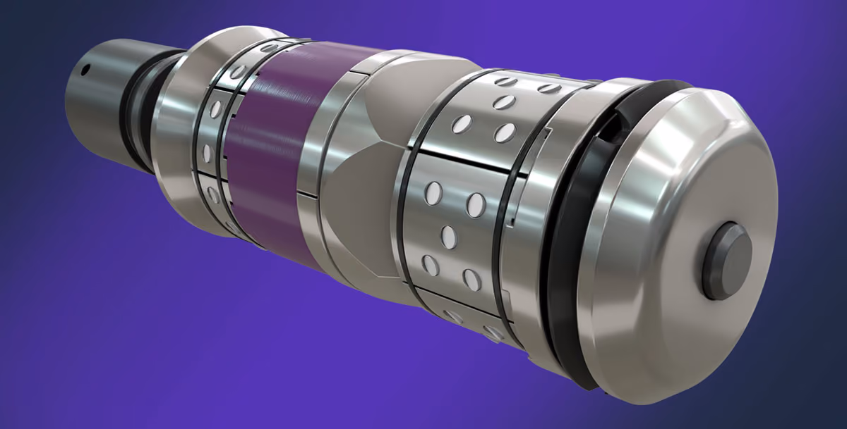 The Repeat Precision booth showcased frac plugs and downhole completion tools at a trade show.