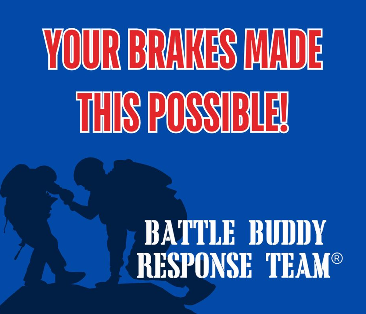 Image of Soldiers with the phrase "Your Brakes Made This Possible"