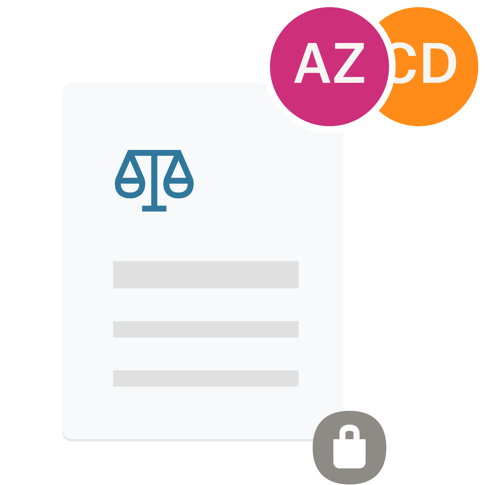 A legal document icon with a lock symbol at the bottom