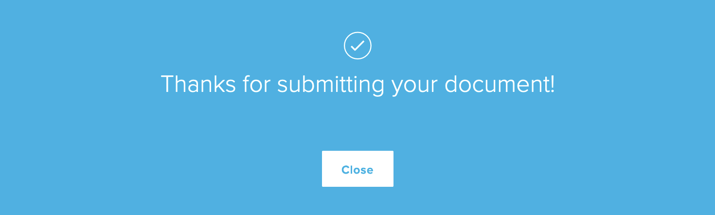 Confirmation message: "Thanks for submitting your document!"