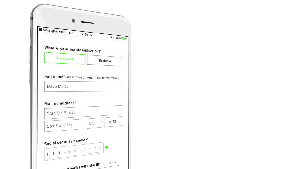 A mobile phone showing a Dropbox Forms workflow with a list of smart data options on the right side