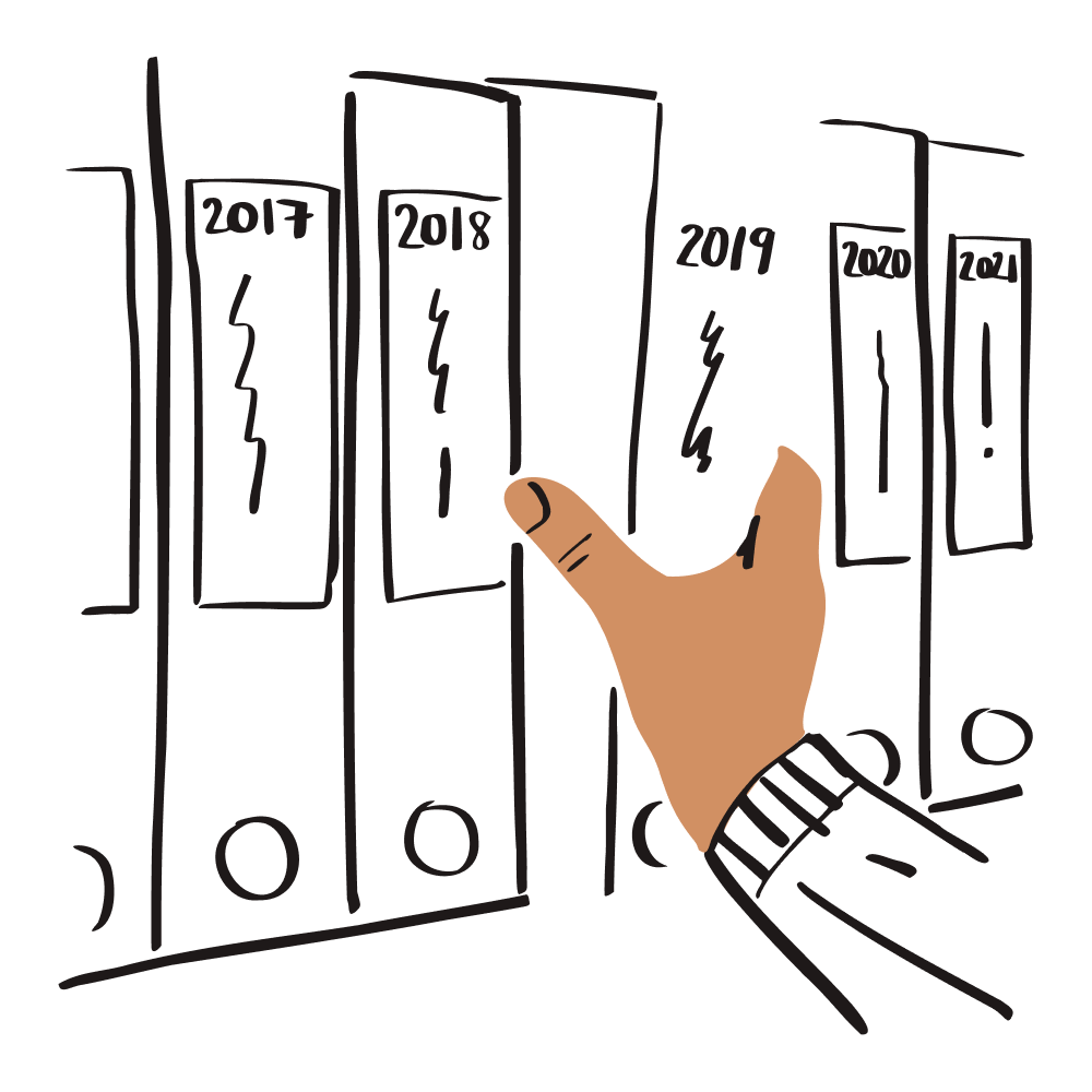 An illustration to show the document management lifecycle - sign, store, access and sharing.