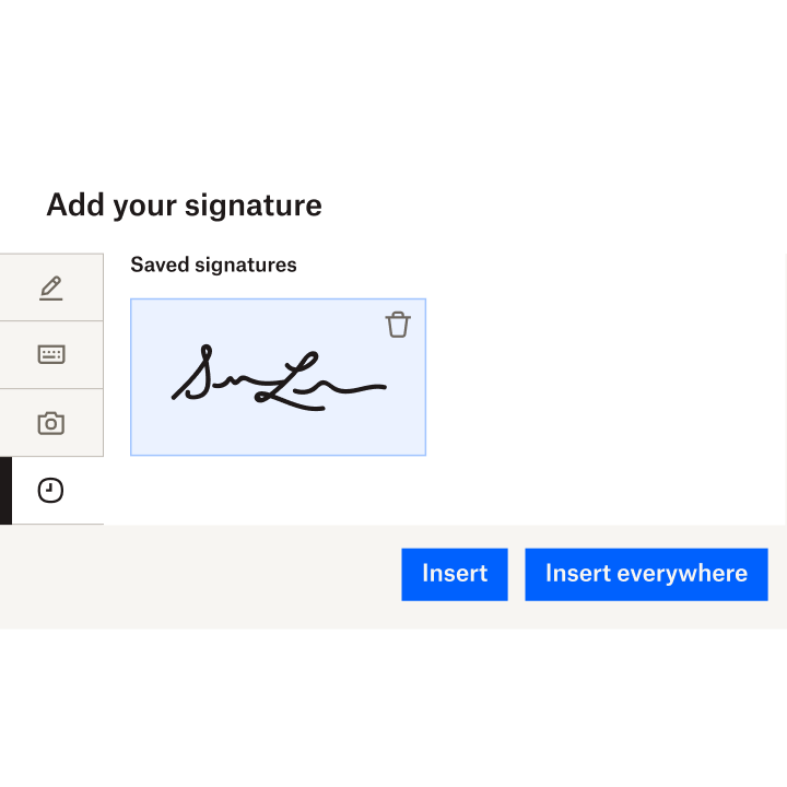 Eine handschriftliche Signatur, die mit der Dropbox Sign-Benutzeroberfläche erstellt wurde