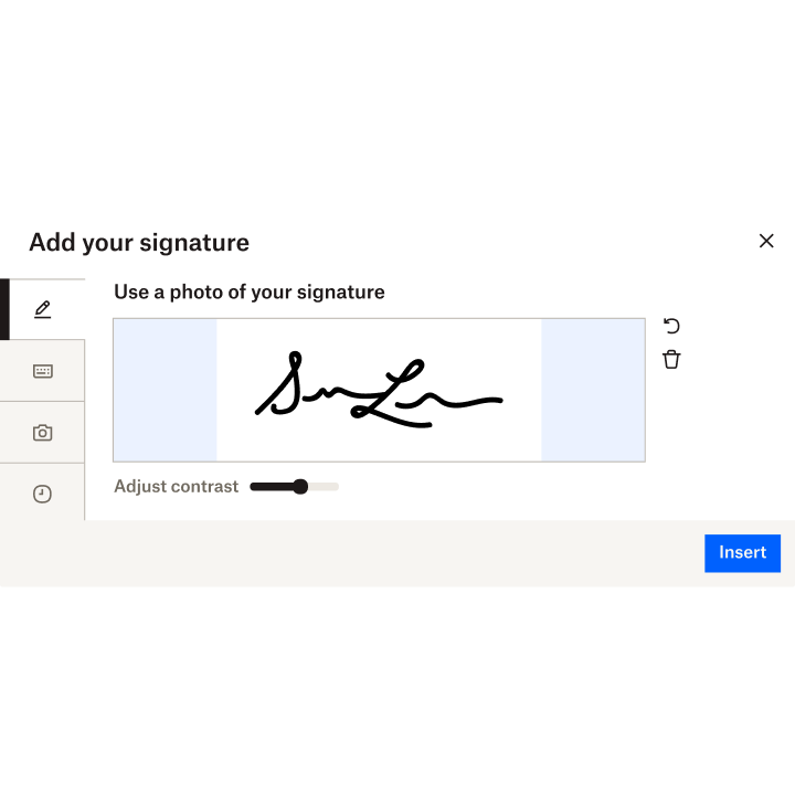 Image d’une signature importée sur un appareil mobile