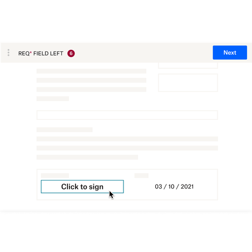 Illustration de la fonctionnalité de zone de signature sur un contrat en ligne