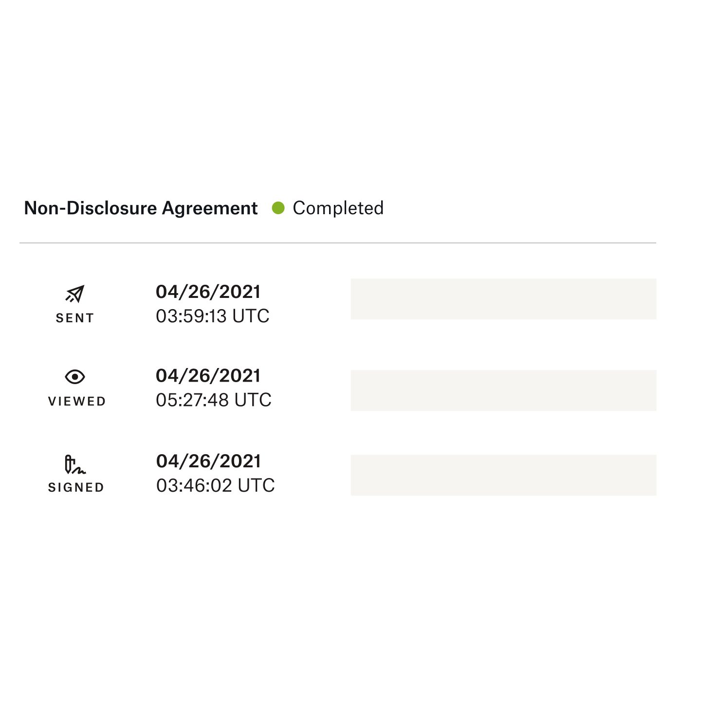 Gráficos para ilustrar trilhas de auditoria com carimbo de hora, códigos de aprovação de documentos e outros recursos de segurança