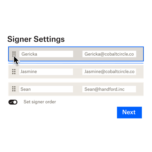 Image illustrant les autorisations des signataires Dropbox Sign