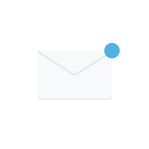 Ilustração de um envelope com um ponto azul sobreposto no canto superior direito, indicando um e-mail não lido.