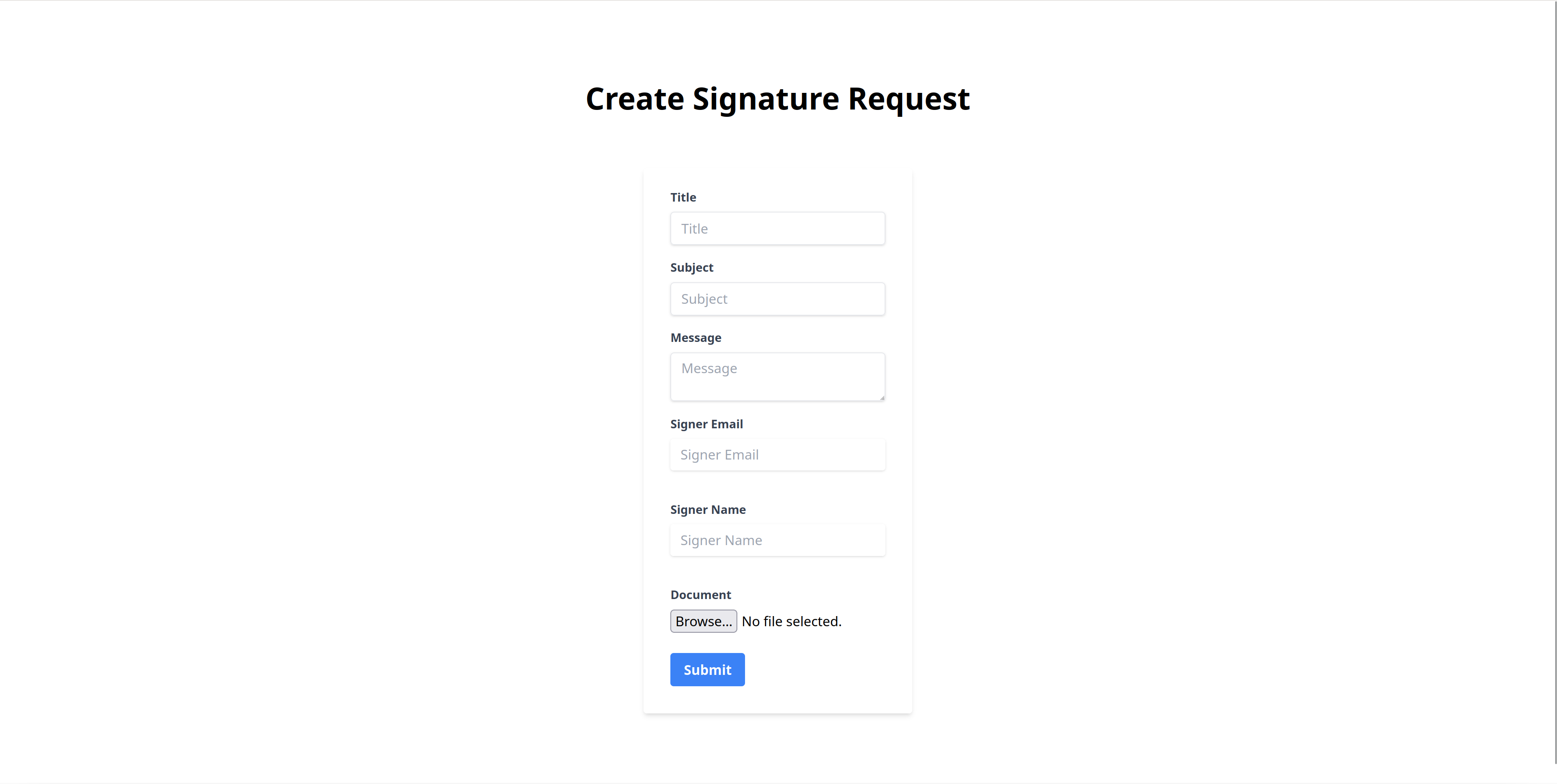 The Create Signature Request form