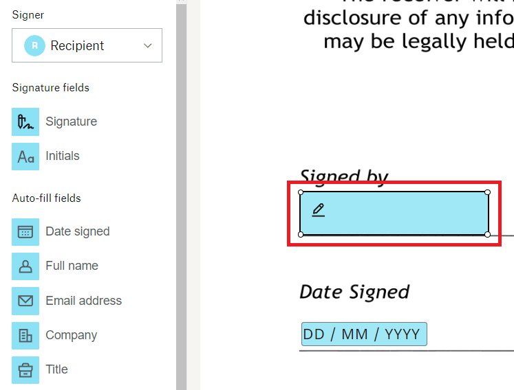 Add the signature field