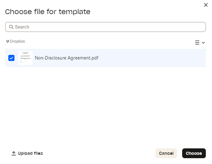 Upload a document template