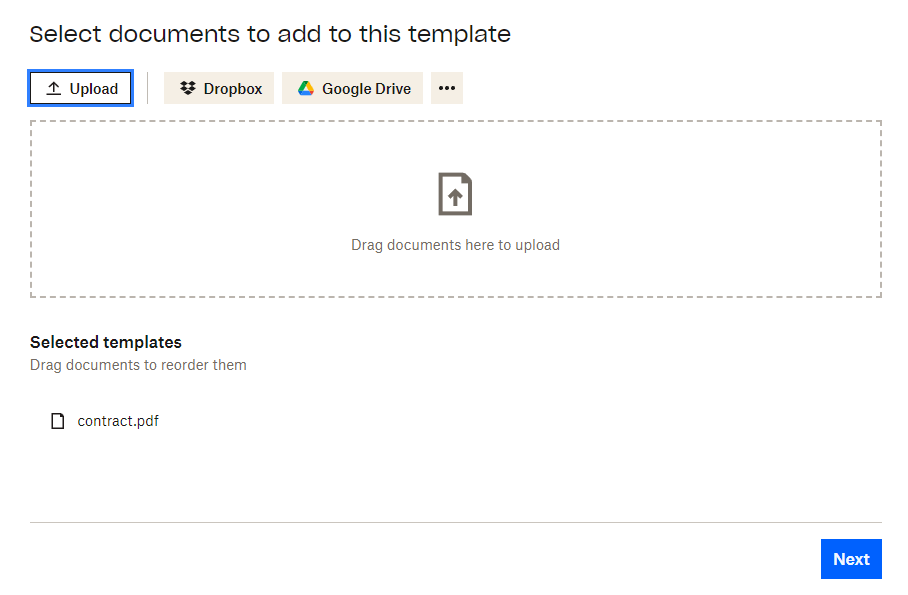 Dropbox Sign document template creation