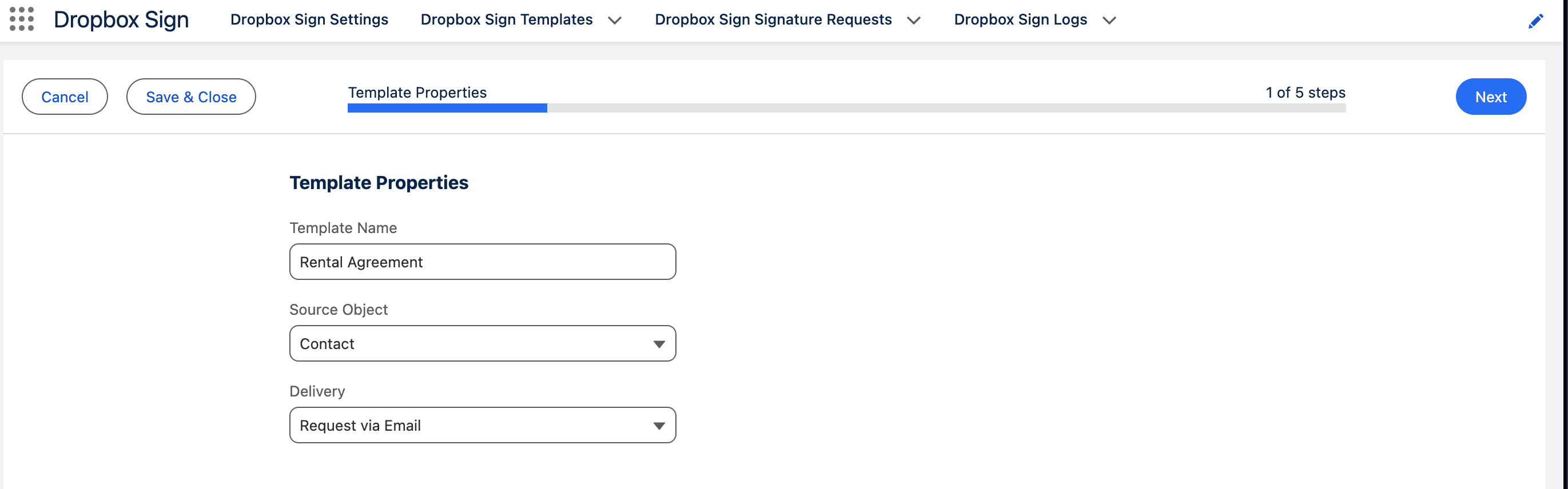 Dropbox Sign template properties