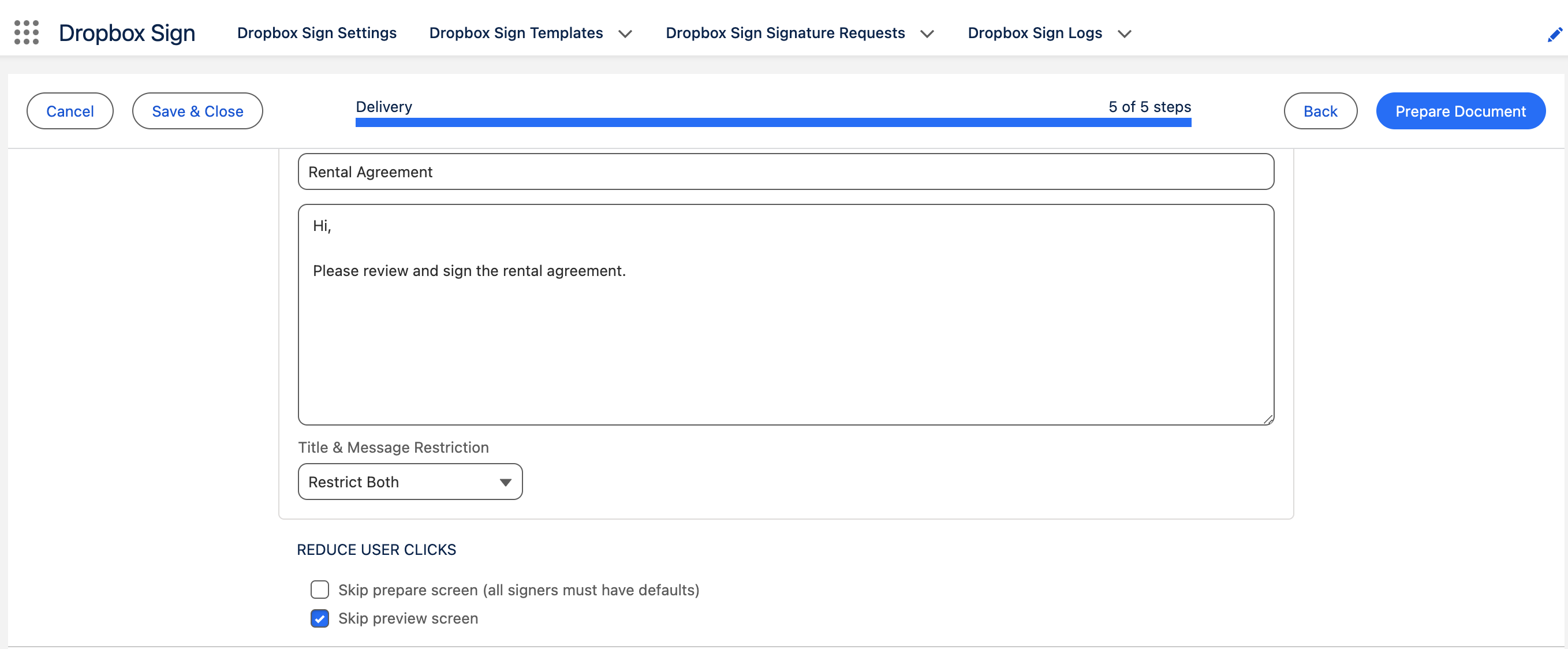 Prepare your document in Dropbox Sign