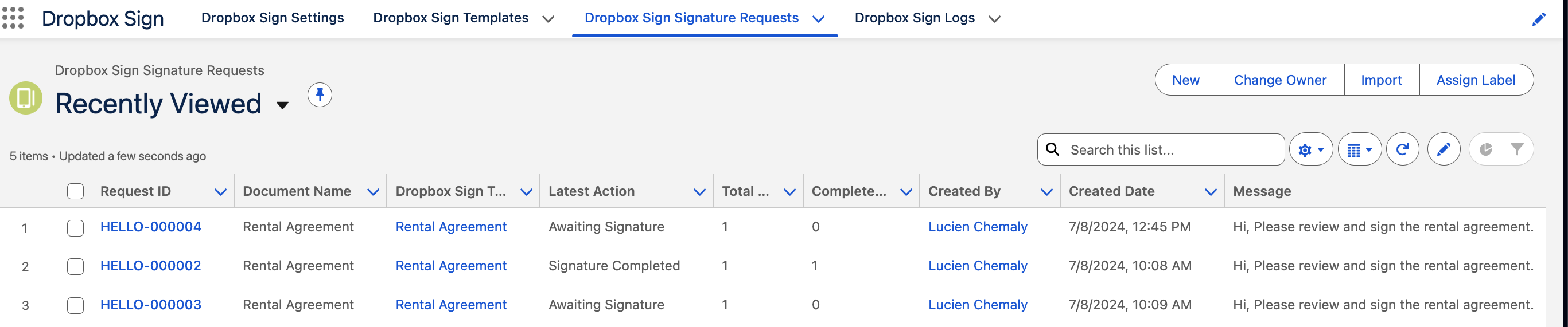 Dropbox Sign Signature Requests