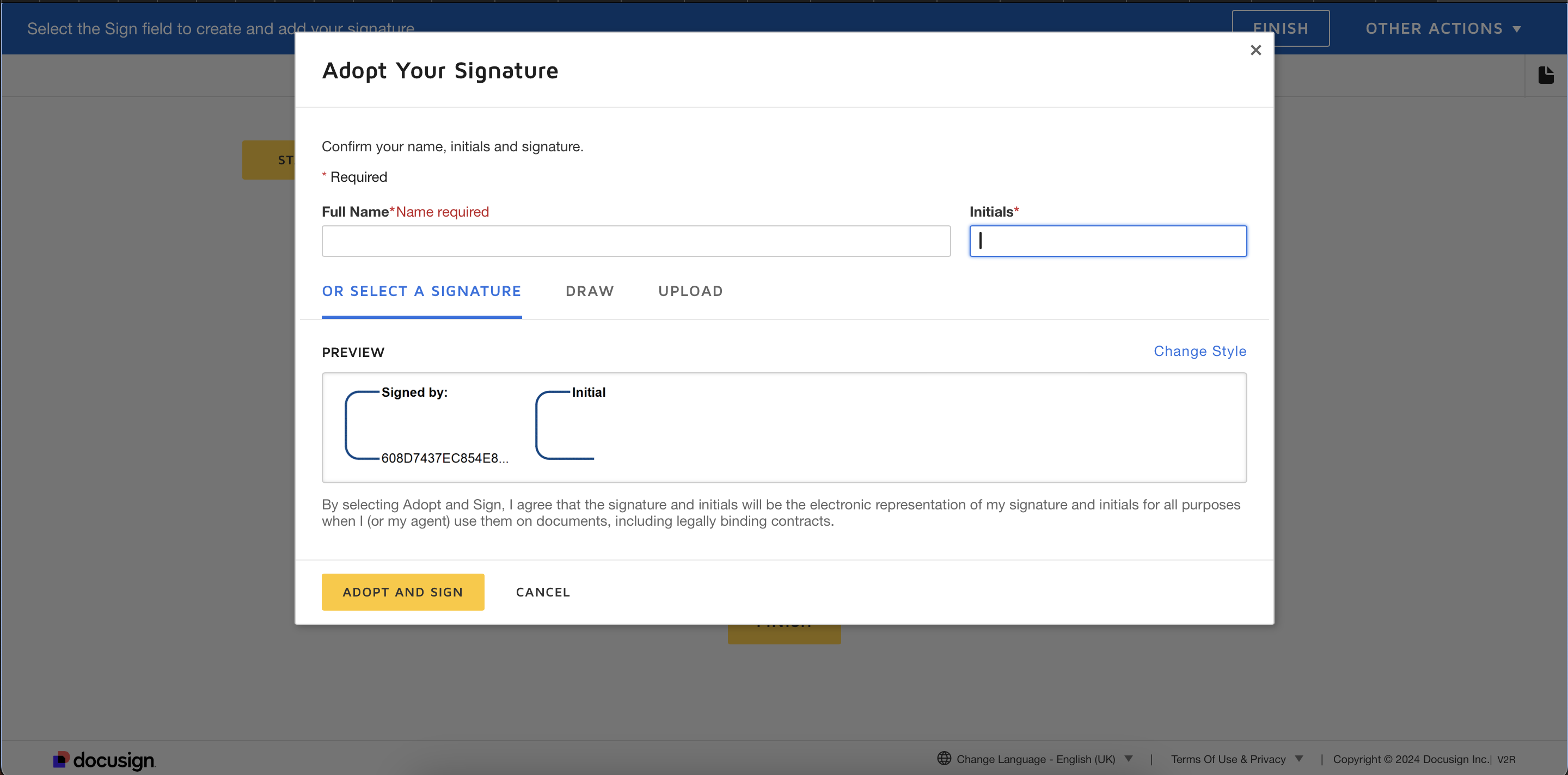 Docusign Signature iFrame