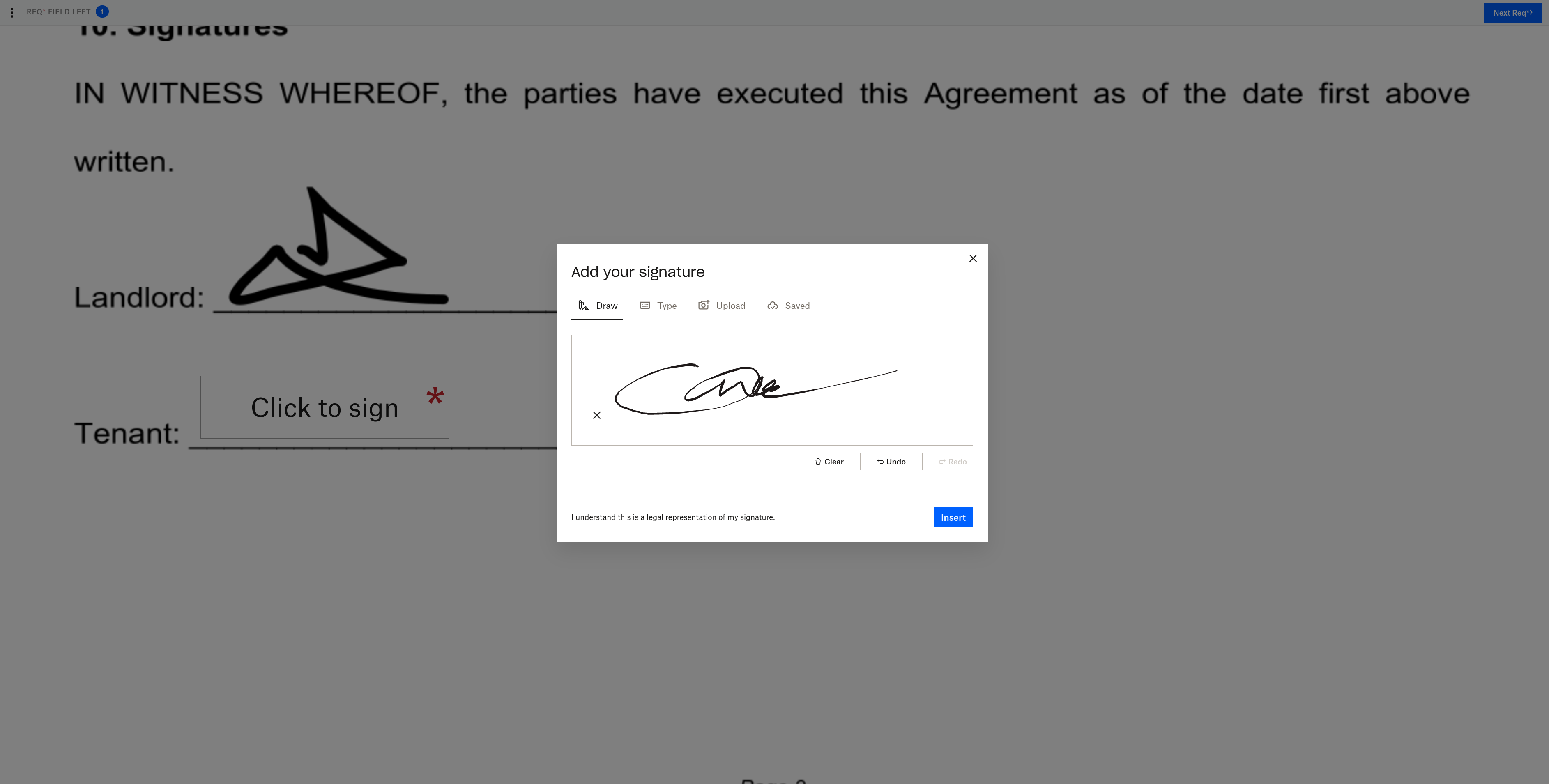 Signing a document with Dropbox Sign