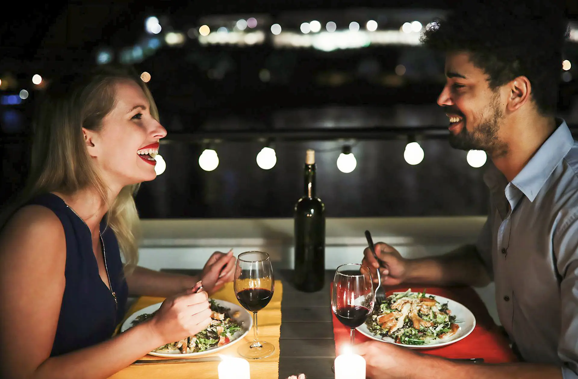 Candlelit dinner setup on Imago Mundi cruise