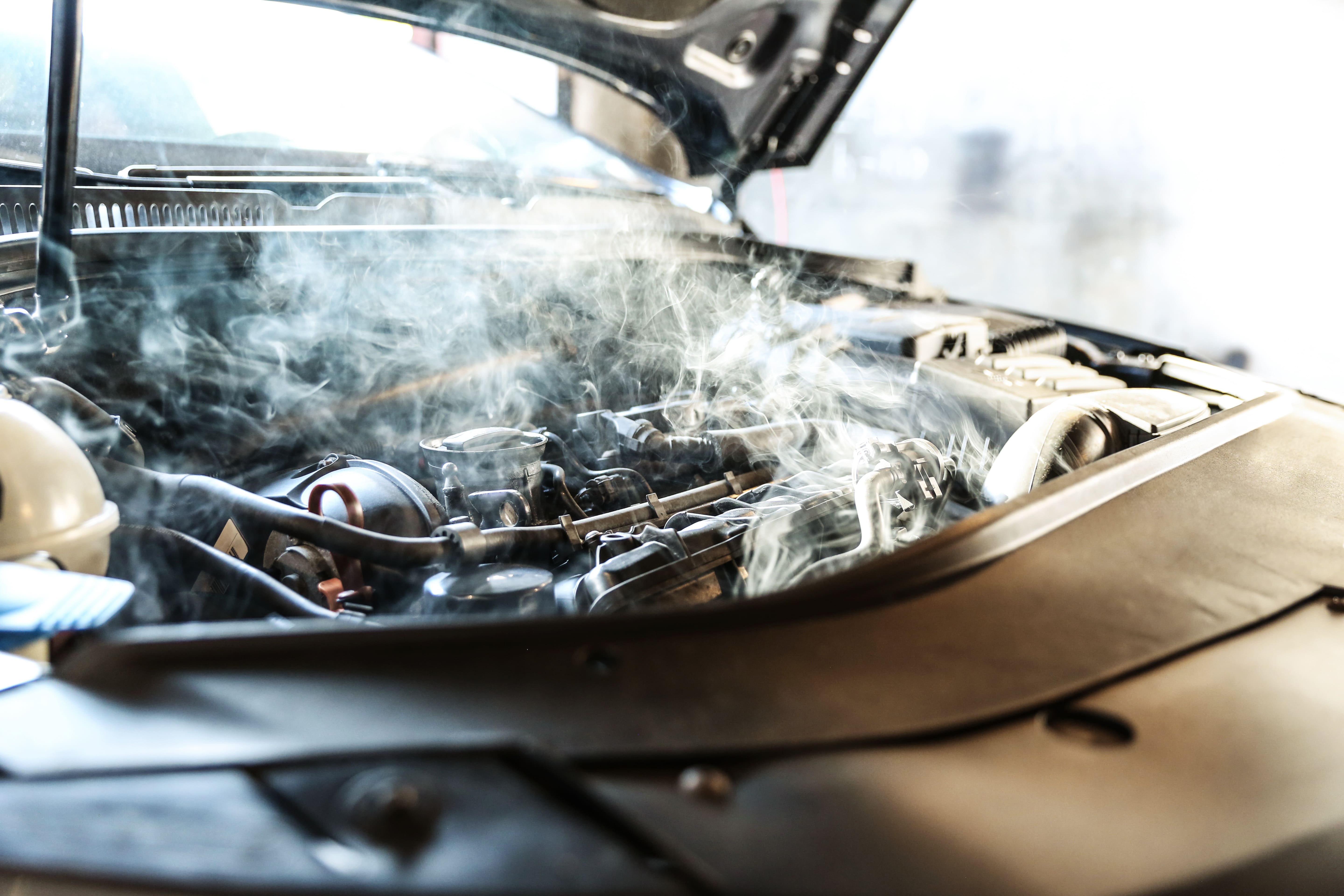Car engine smoking