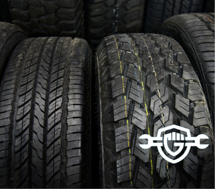 Variety of car tires.