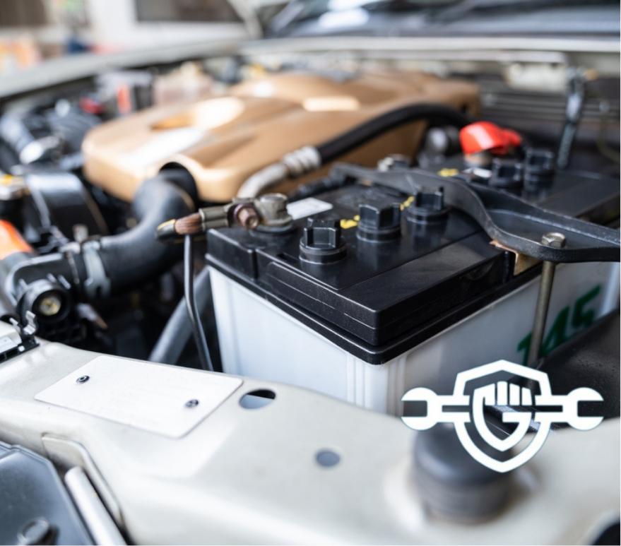 Auomobile repair, machine batteries car engine checking car battery cleaning for deliver customers in the car service. Batteries car. 