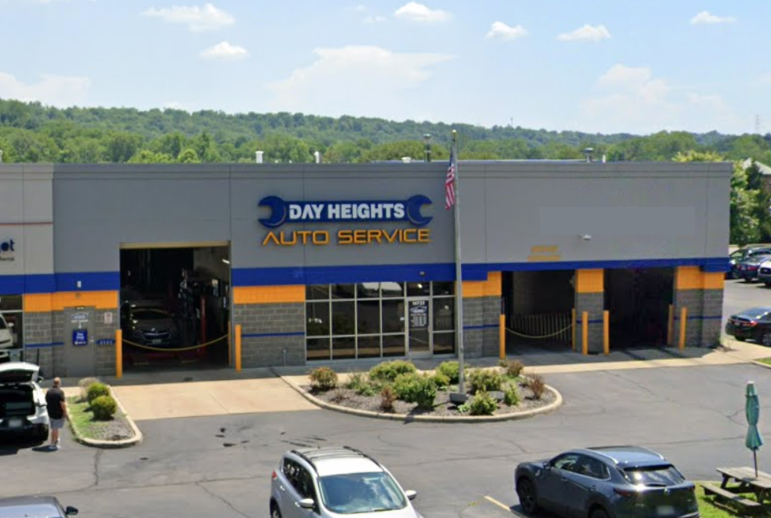 Exterior of Day Heights Auto Service in Loveland, Ohio, now part of the GreatWater 360 Auto Care network.