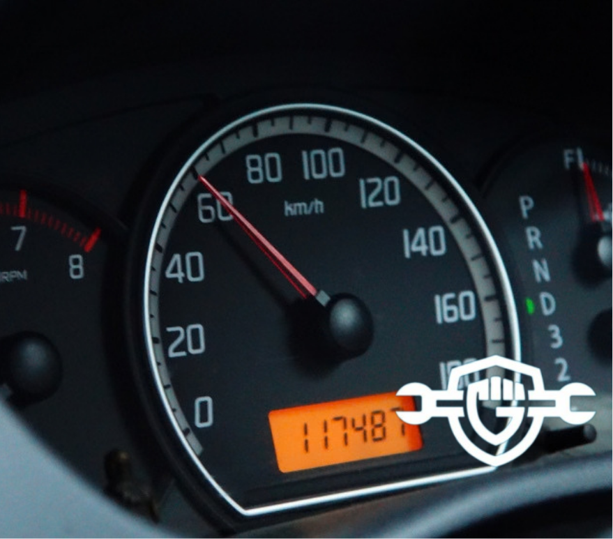 Car dashboard with white backlight