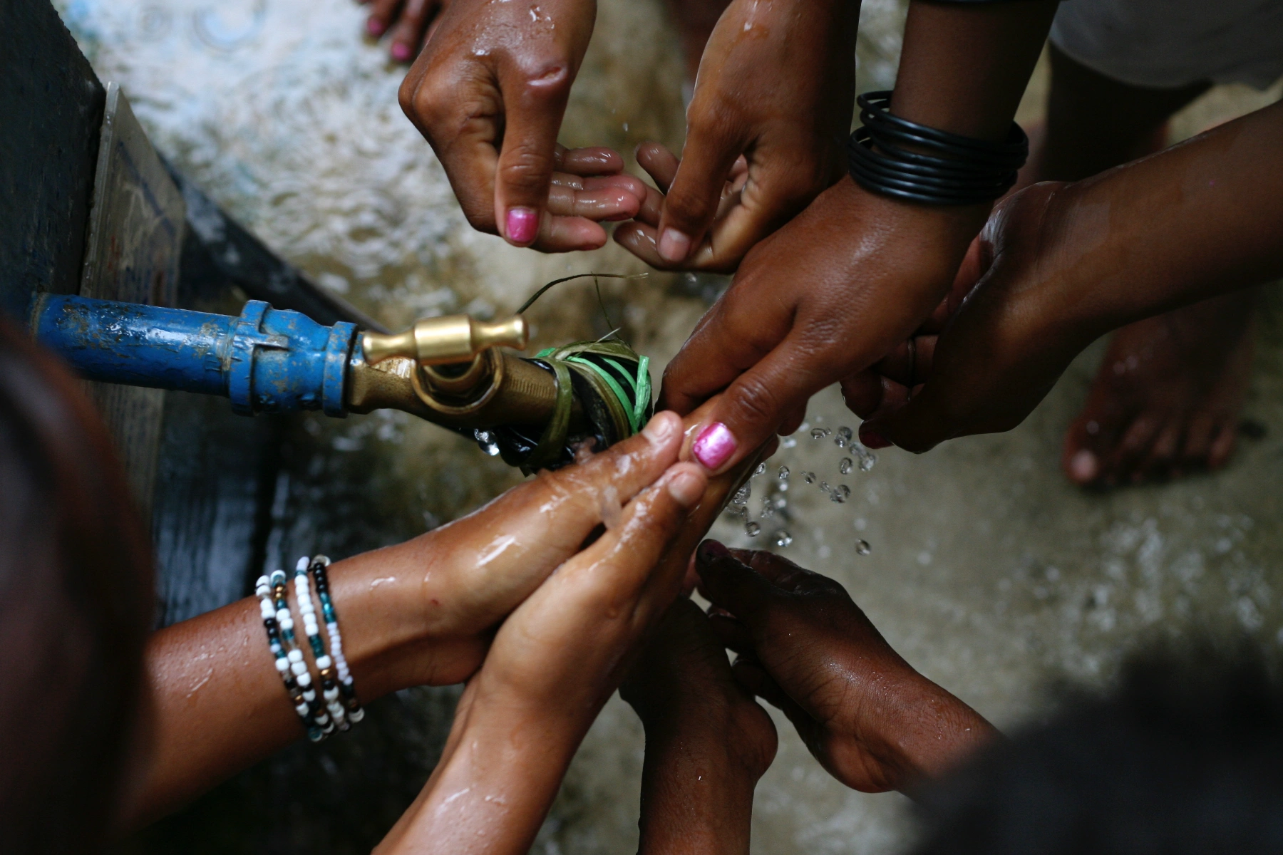 A top down photo of hand washing