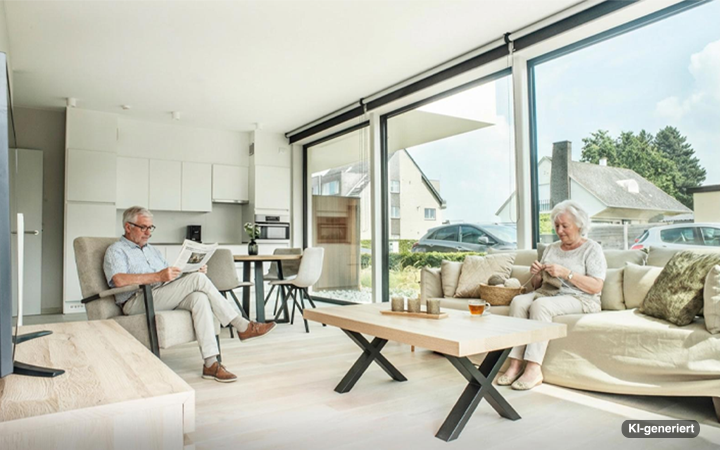 Älteres Paar in moderner Wohnung