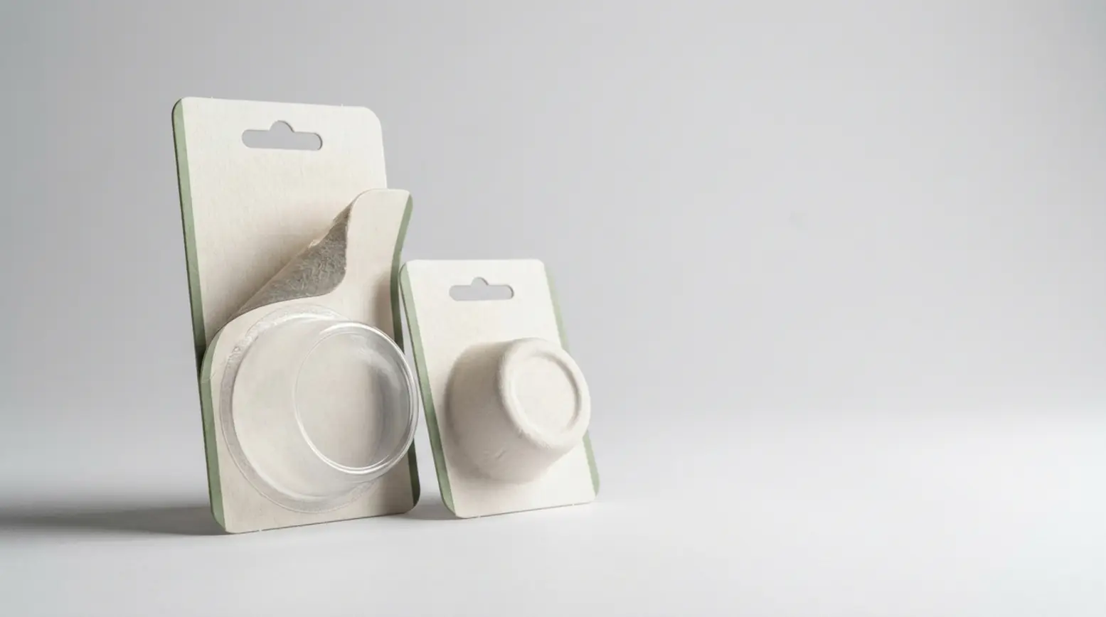 Panoramic shot of blister-pack recycling options, showcasing plastic vs paper packaging.