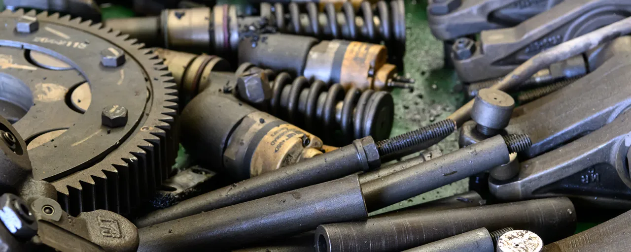 Heavy-duty axle components and gears ready for Midland fleet maintenance to repair a leaking axle seal.