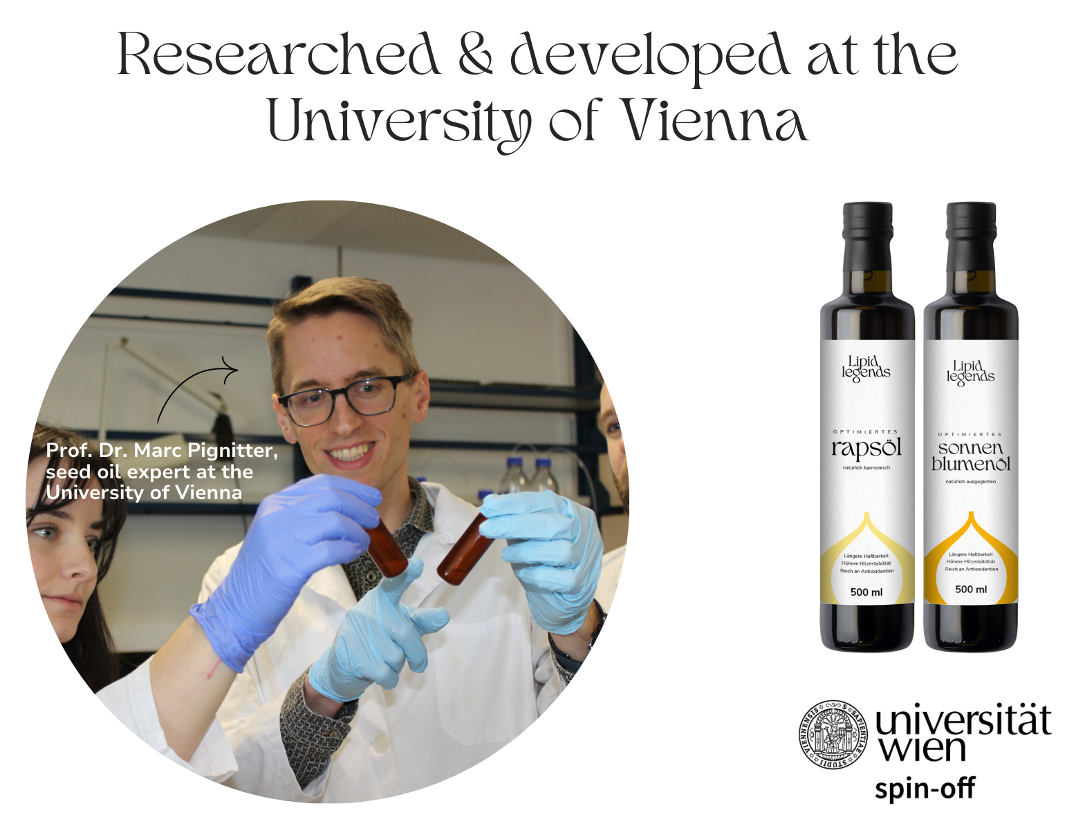 Professor Marc Pignitter im Labor forschend am optimierten Leinöl