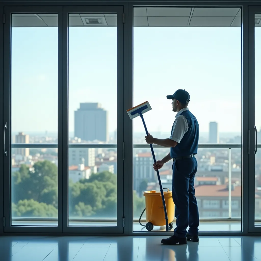 Limpieza profesional de cristales sin rayas en oficina Barcelona