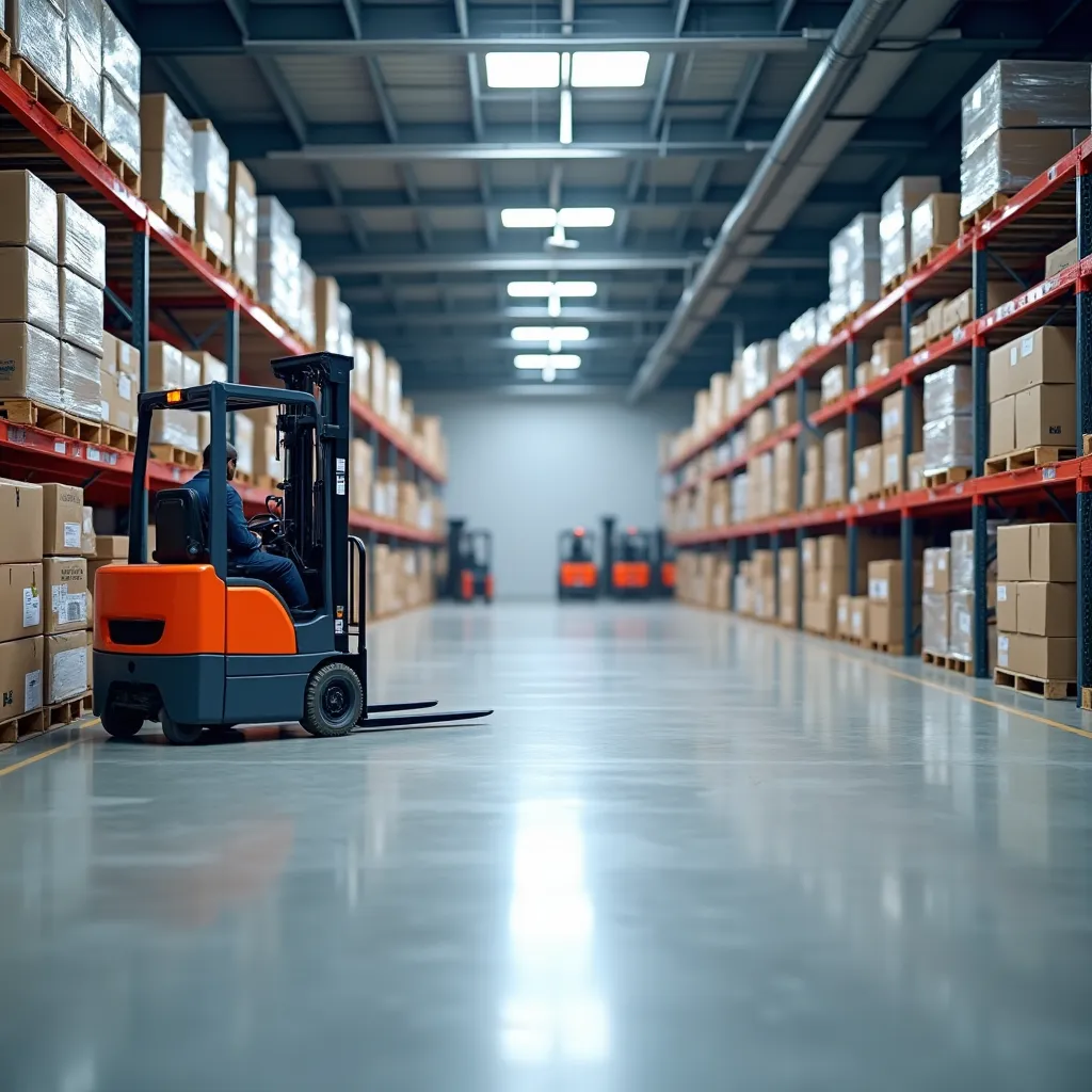 Nave logística industrial en Barcelona con suelos limpios y maquinaria profesional