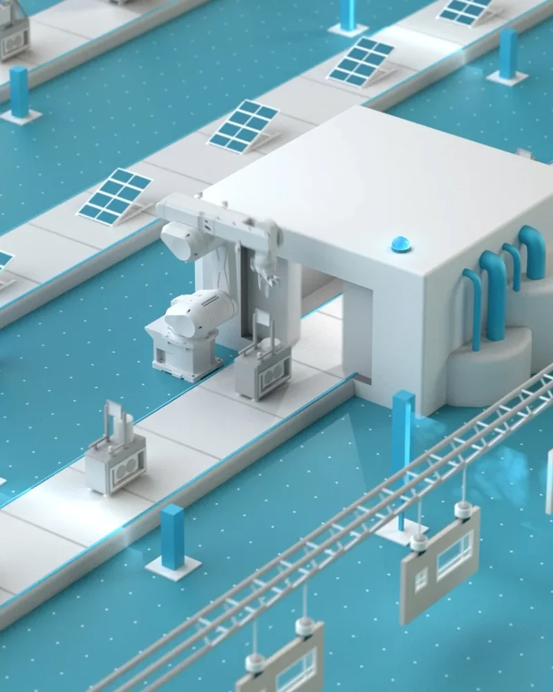 3D-animatie voor Energiesprong: fabriek waar prefab woningmodules van de band komen